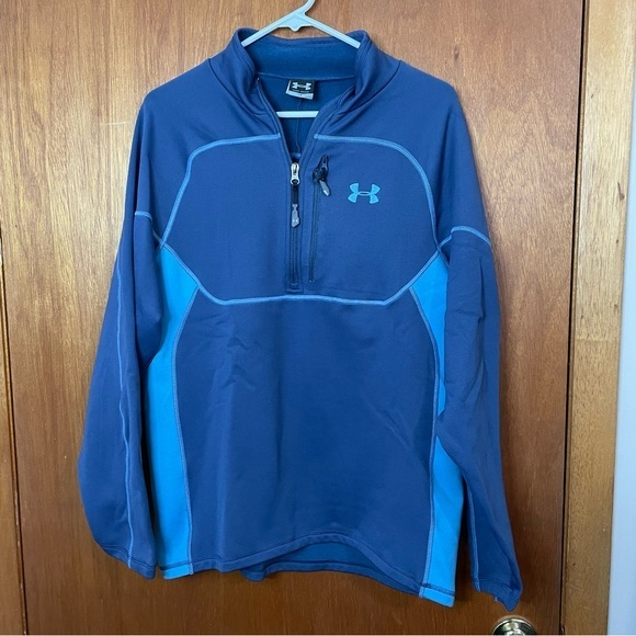 Under armour quarter zip sweater with front pocket zipper size large‎ blue - Picture 1 of 8